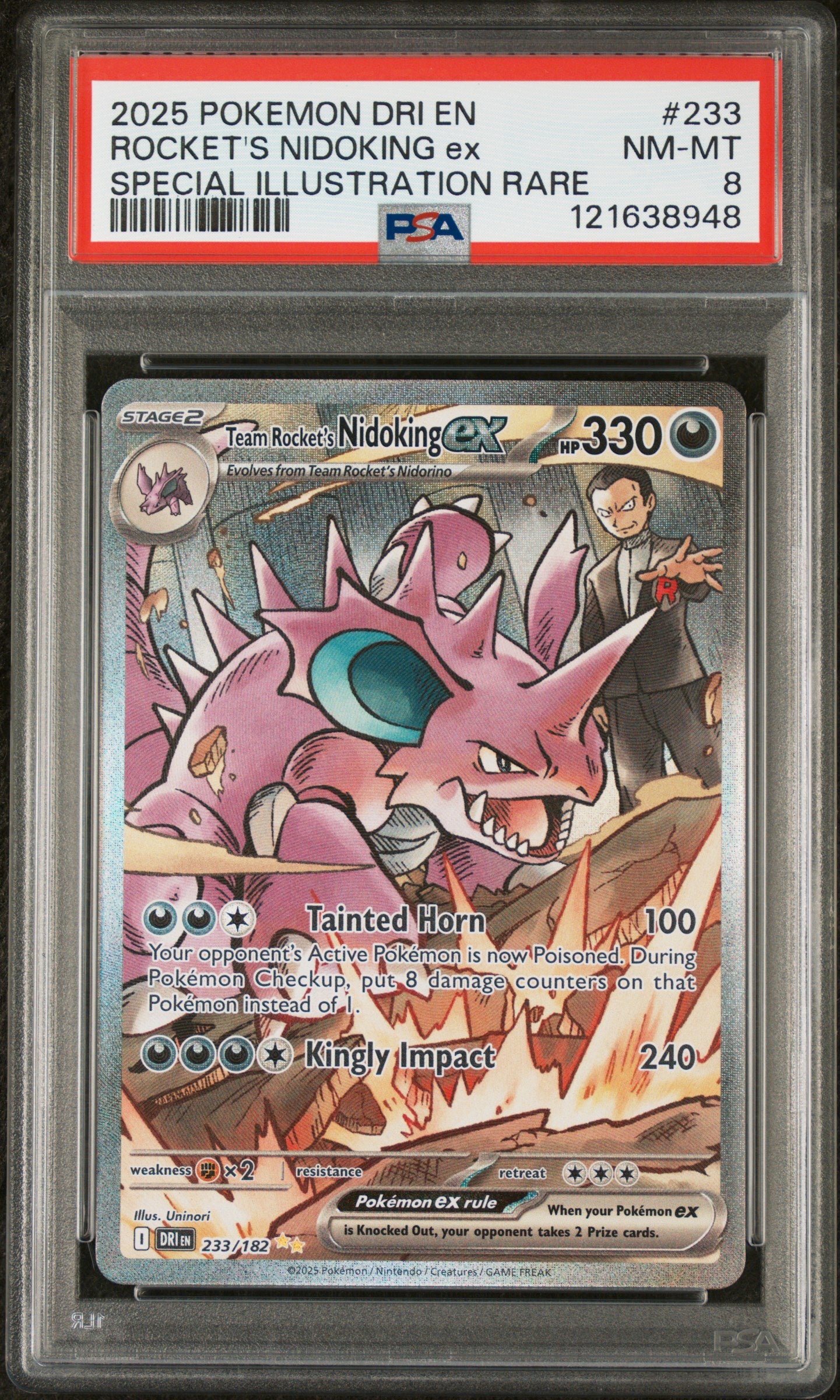 2025 Pokemon Dri En-Destined Rivals Team Rocket's Nidoking Ex Special Illustration Rare #233 PSA 8