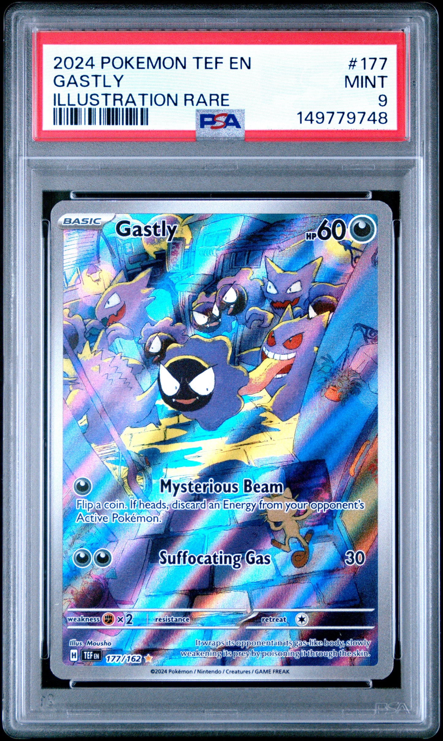 2024 Pokemon Tef En-Temporal Forces Gastly Illustration Rare #177 PSA 9