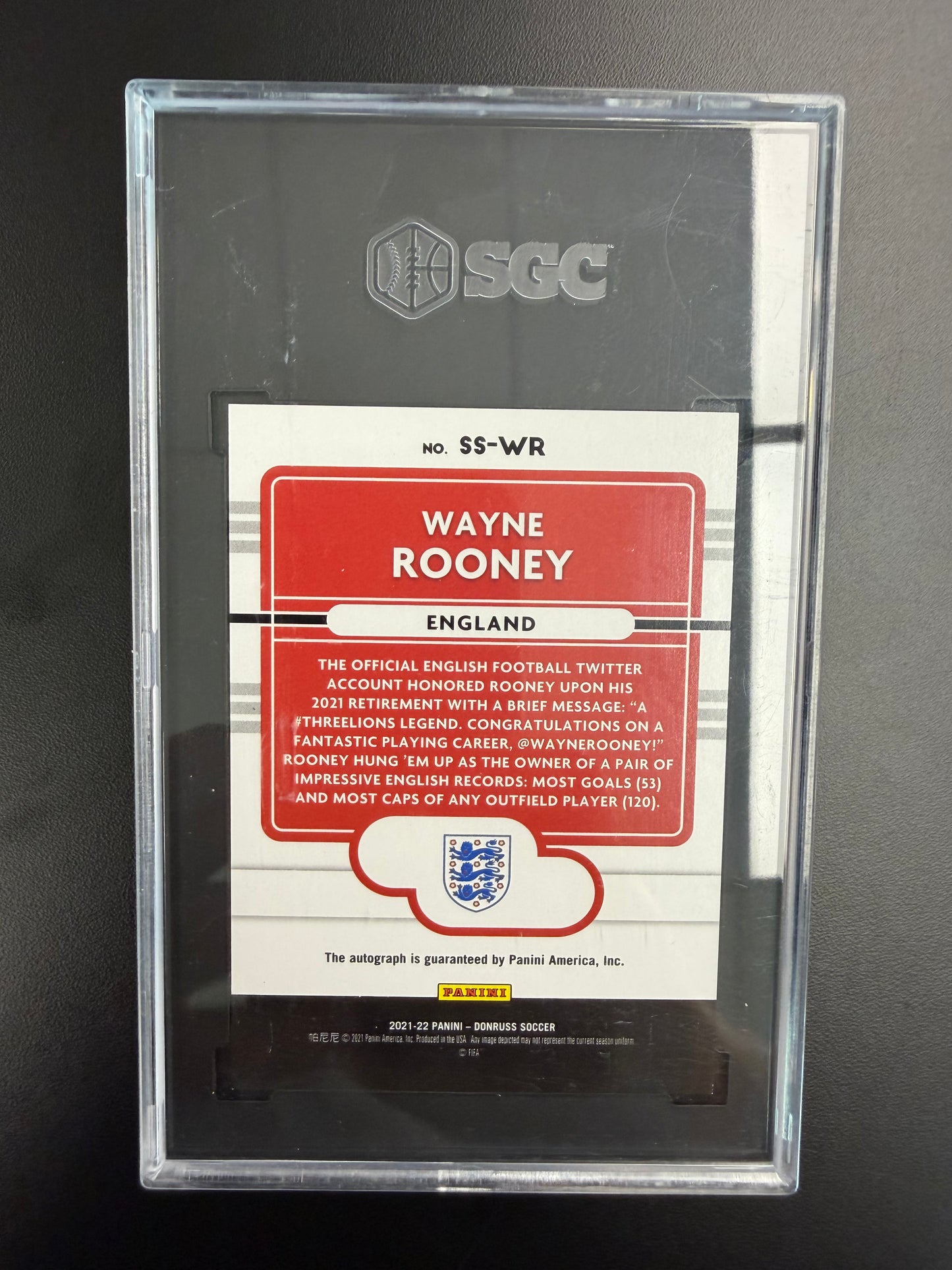 2021-22 Donruss Qatar SS-WR Wayne Rooney Signature Series Red SGC 10/9