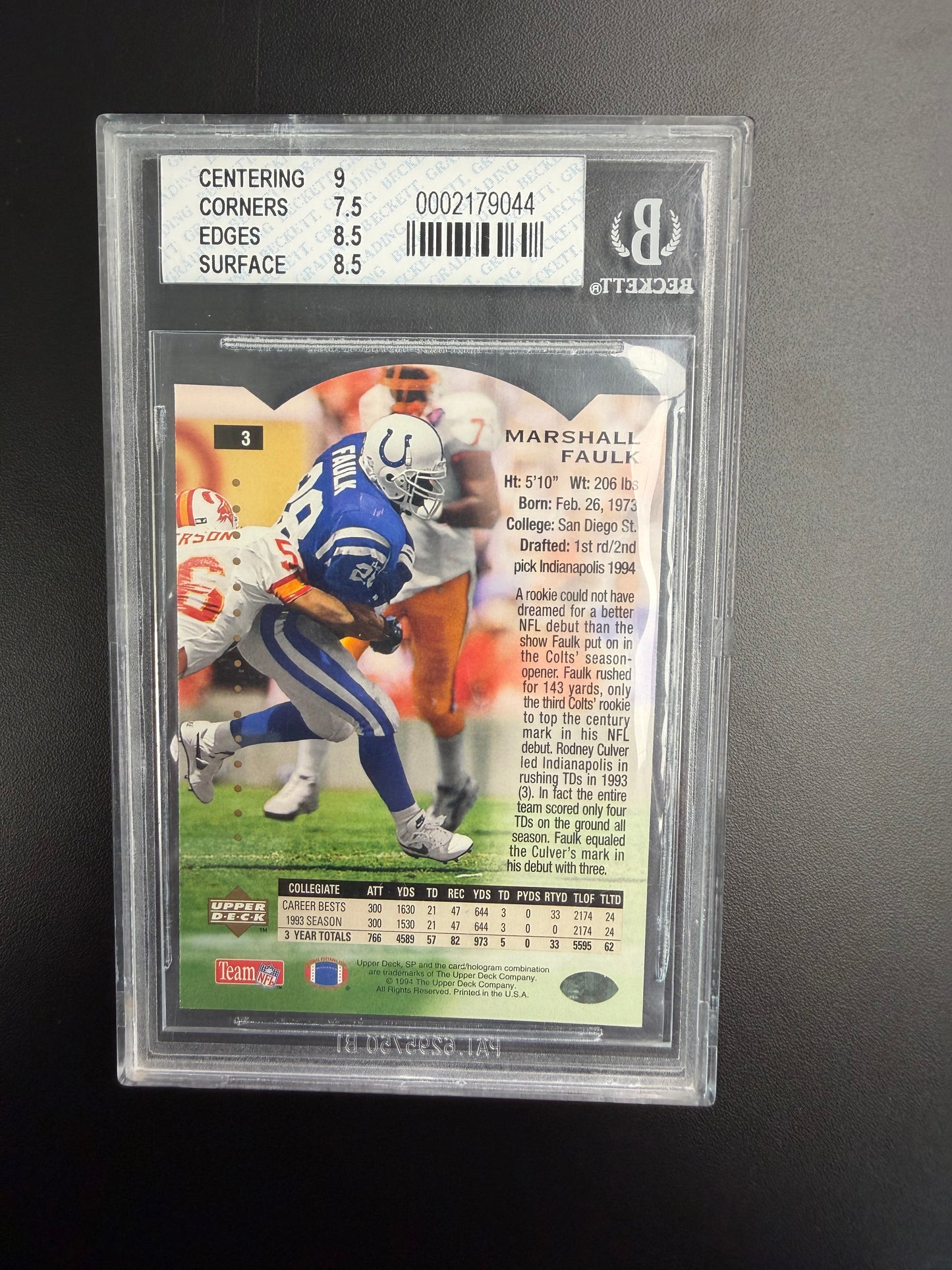 1994 SP Die Cuts Marshall Faulk #3 BGS 8