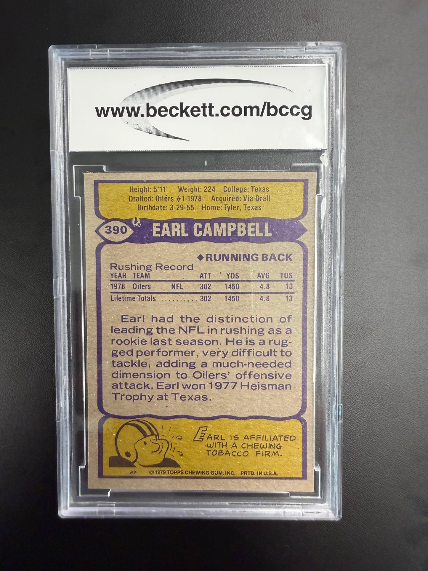 1979 Topps #390 Earl Campbell BGS 9