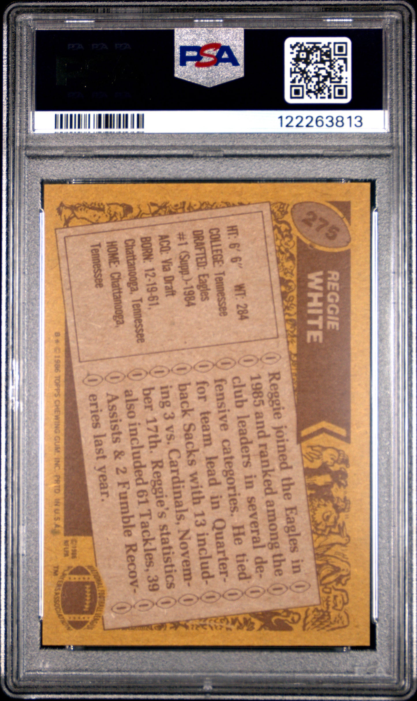 1986 Topps Reggie White #275 PSA 8
