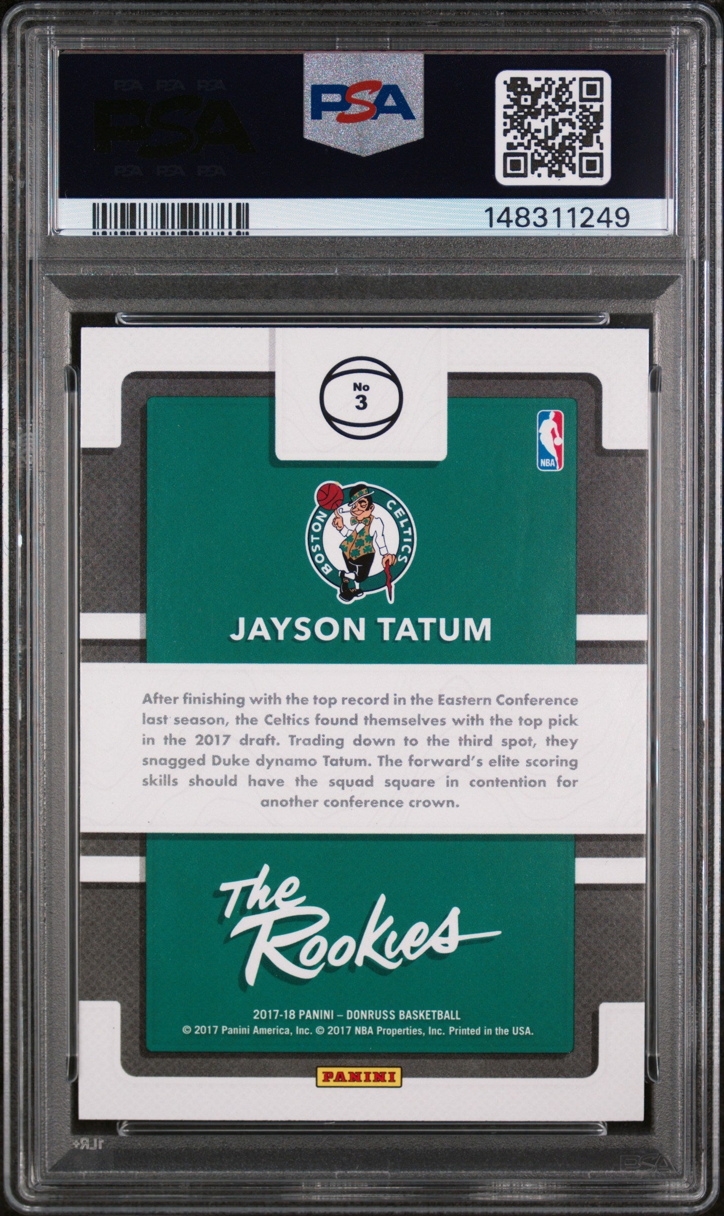 2017 Panini Donruss the Rookies #3 Jayson Tatum PSA 10