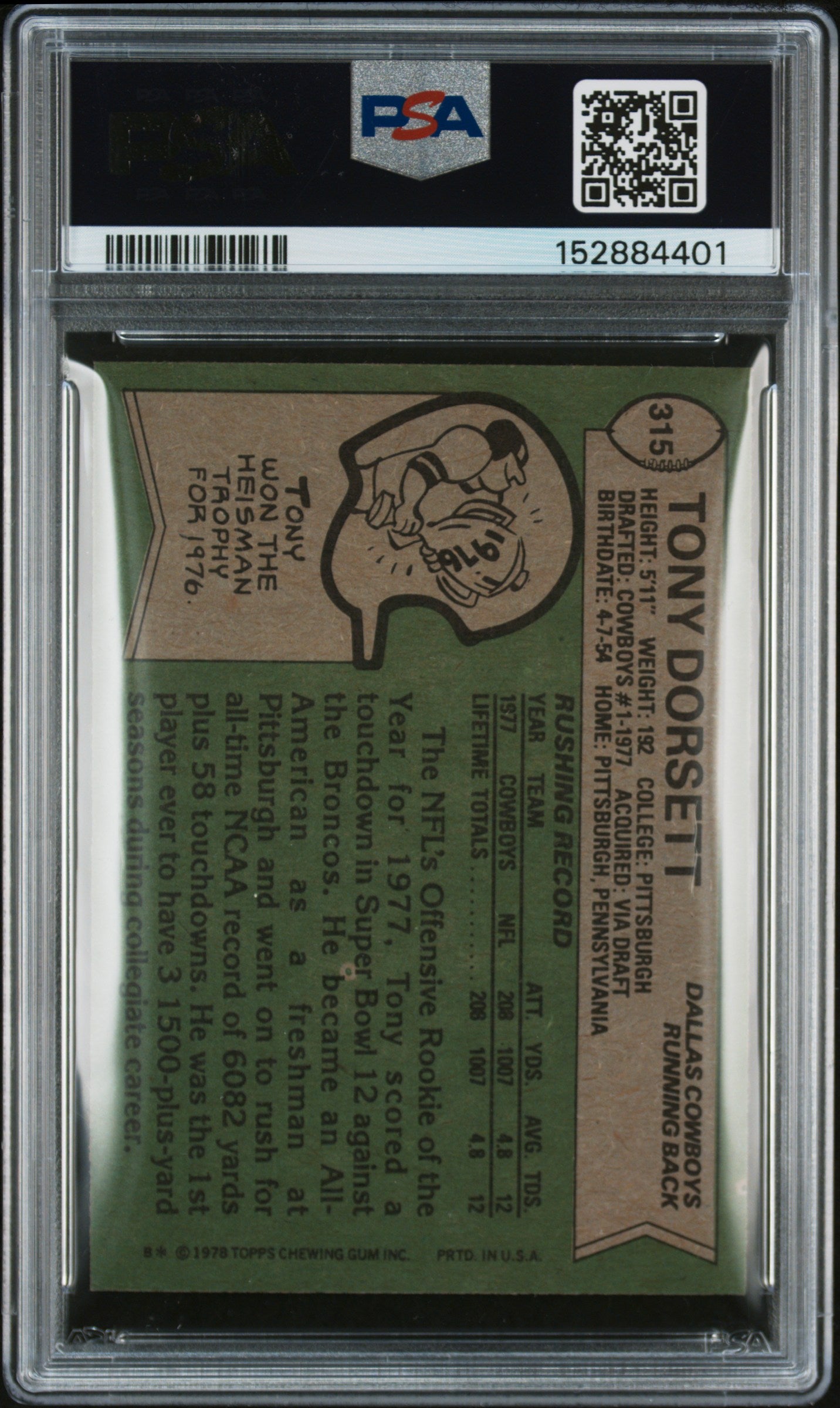 1978 TOPPS #315 TONY DORSETT PSA 6