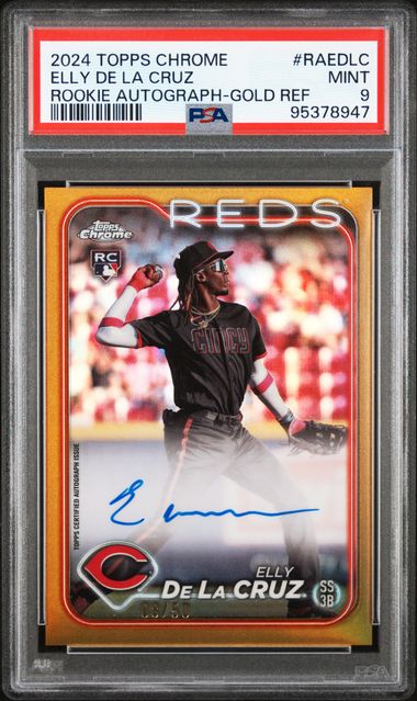 2024 Topps Chrome Elly De La Cruz Rookie Autograph - Gold Refractor #RA-EDLC PSA 9