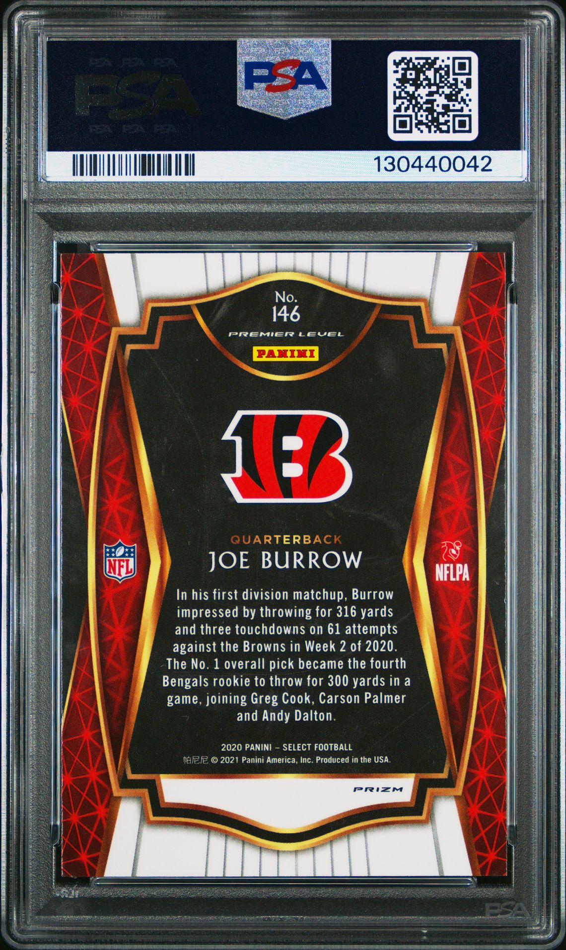 2020 Panini Select Joe Burrow Disco Prizm #146 PSA 9