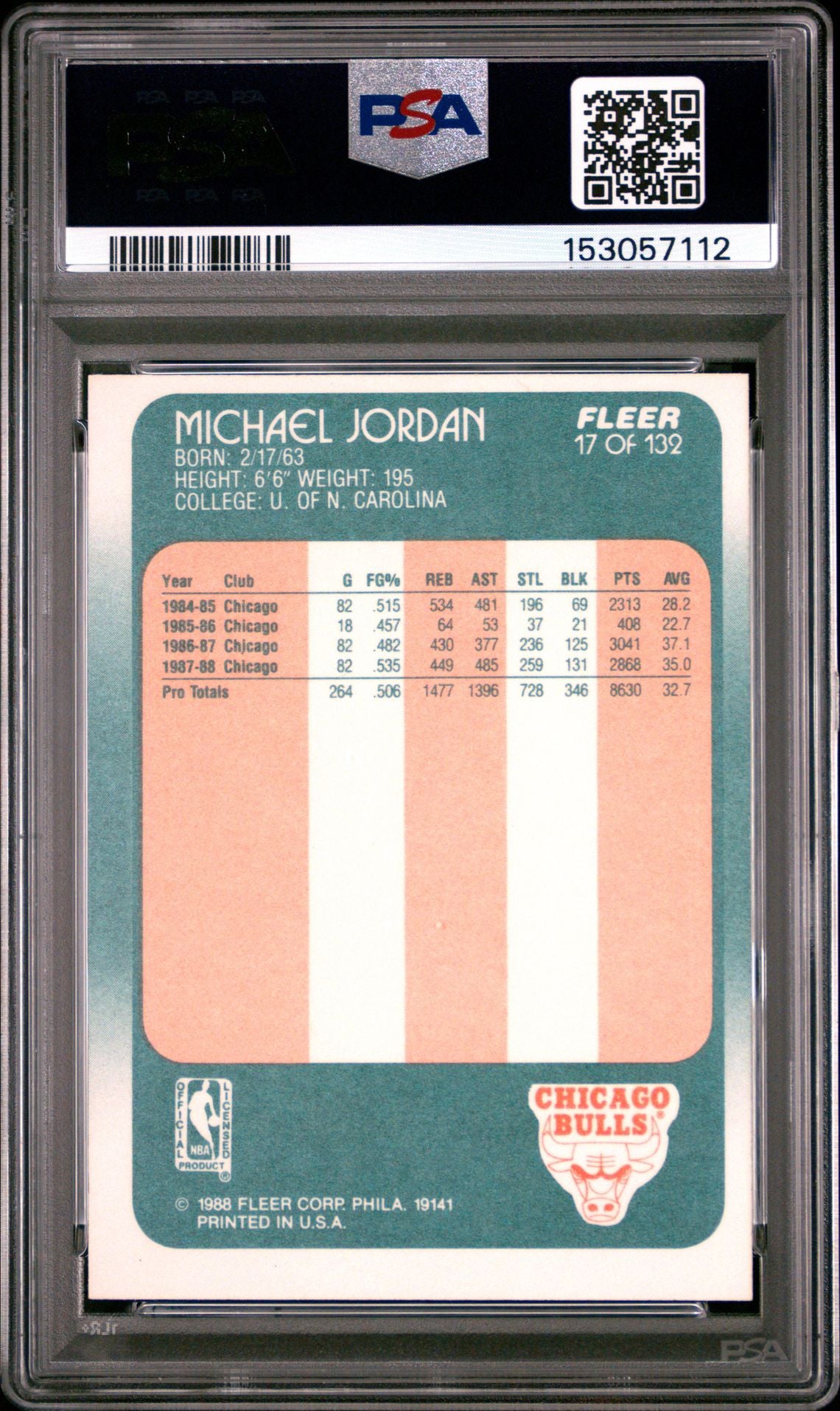 1988 Fleer #17 Michael Jordan PSA 5