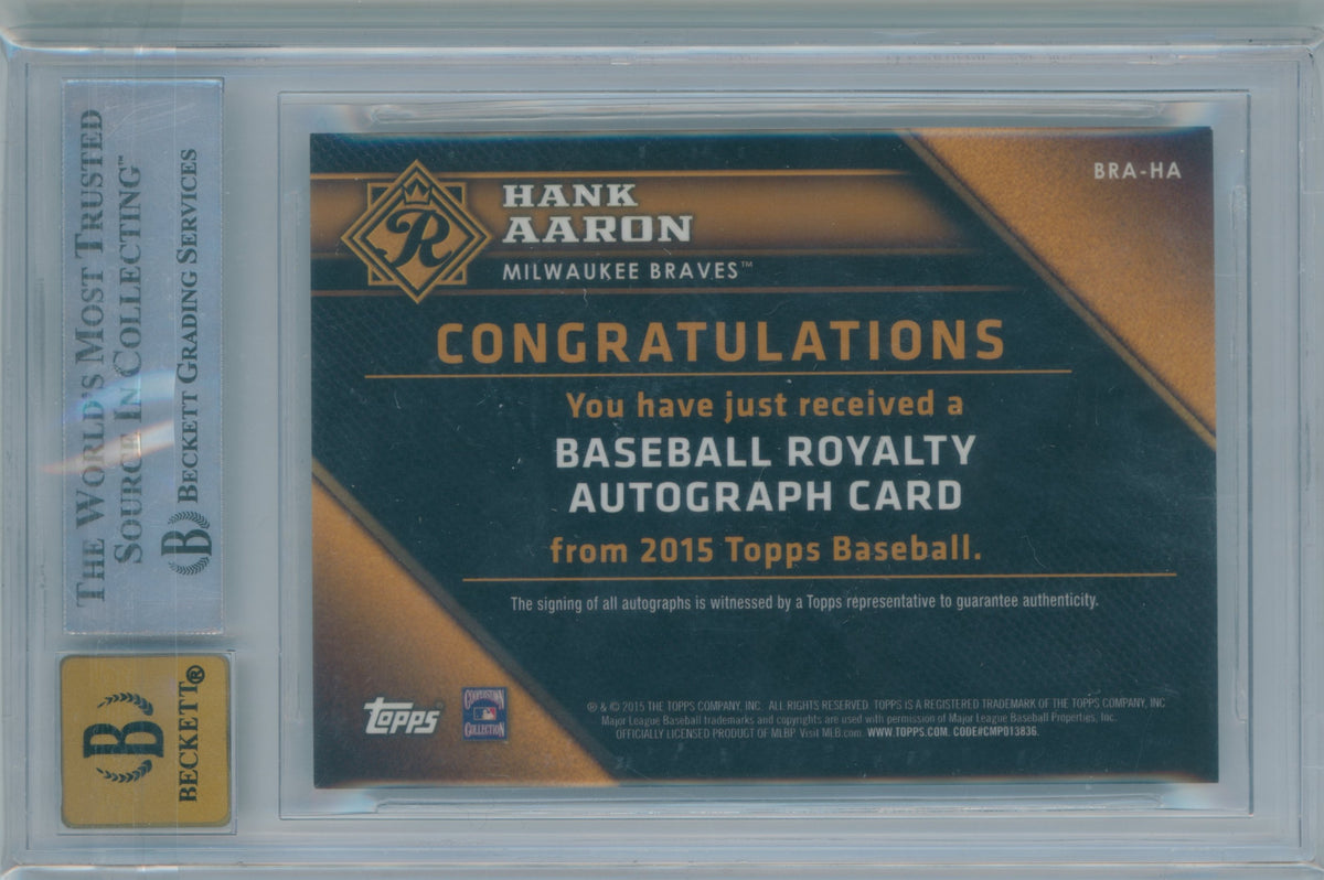 2015 Topps Baseball Royalty Hank Aaron Autographs #BRA-HA BGS 8.5 Auto 10