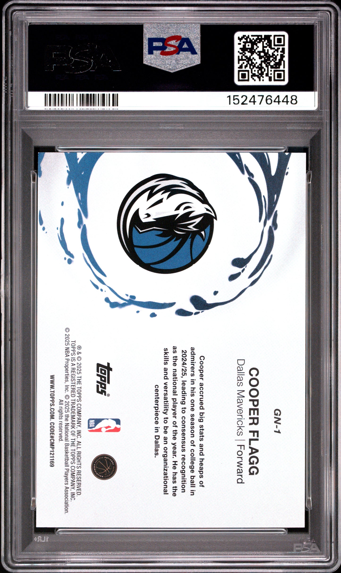 2025 TOPPS GENERATION NOW COOPER FLAGG #GN-1 PSA 10 - Back