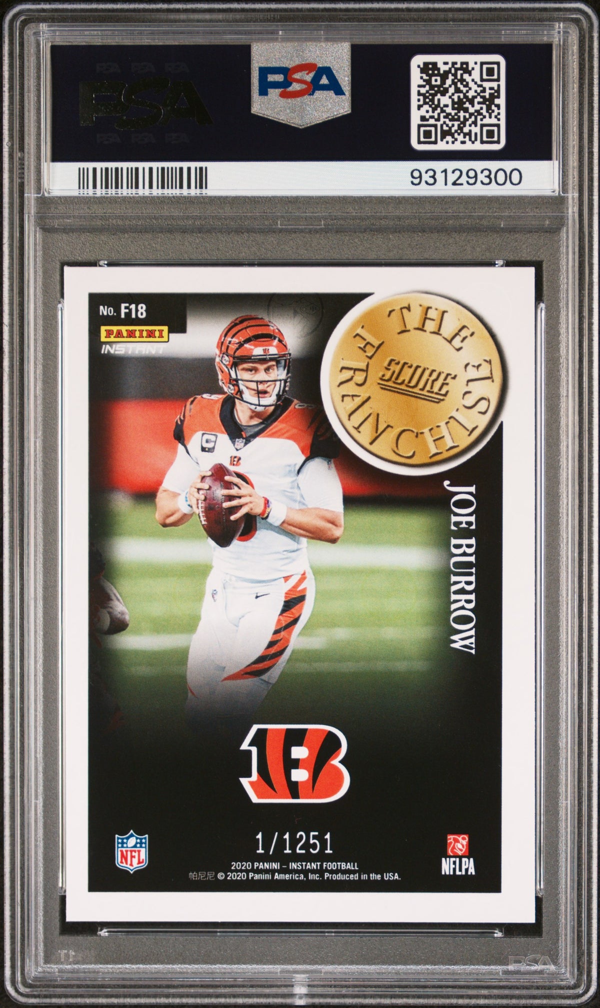 2020 PANINI INSTANT SCORE THE FRANCHISE JOE BURROW SCORE THE FRANCHISE #F18 PSA 10 - Back