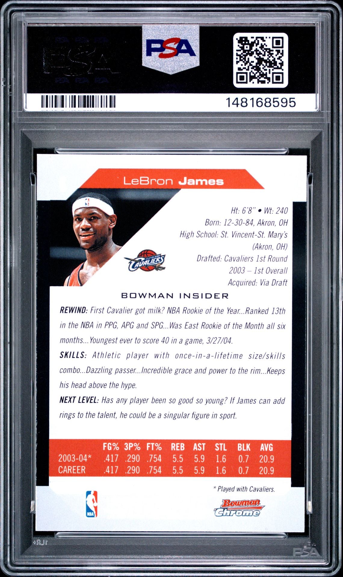 2004 Bowman LeBron James Chrome Base #23 PSA 10
