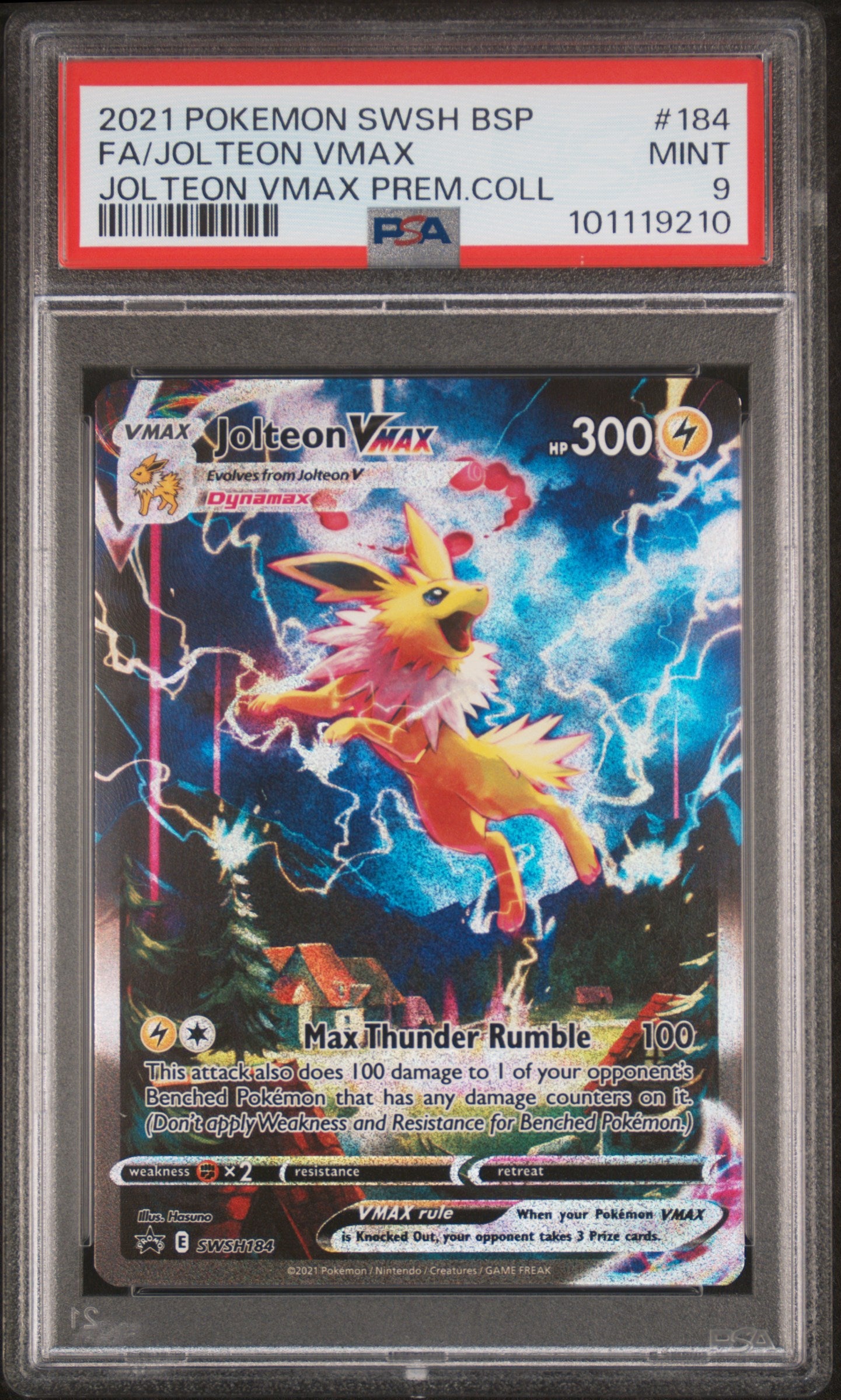 2021 Pokemon Swsh Black Star Promo Full Art / Jolteon Vmax Jolteon Vmax Premium Collection #184 PSA 9