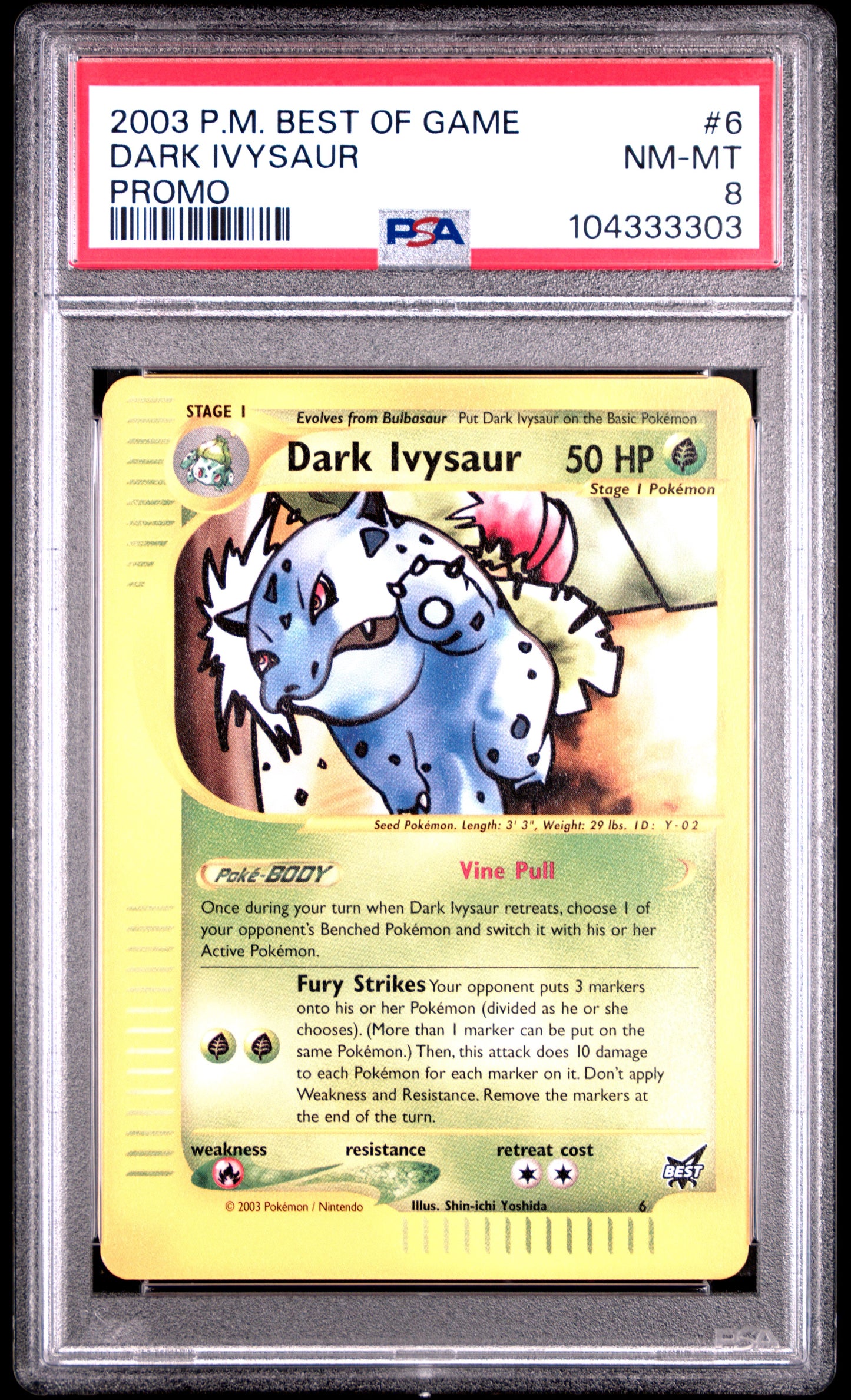 2003 Pokemon Best of Game Promo Dark Ivysaur #6 PSA 8