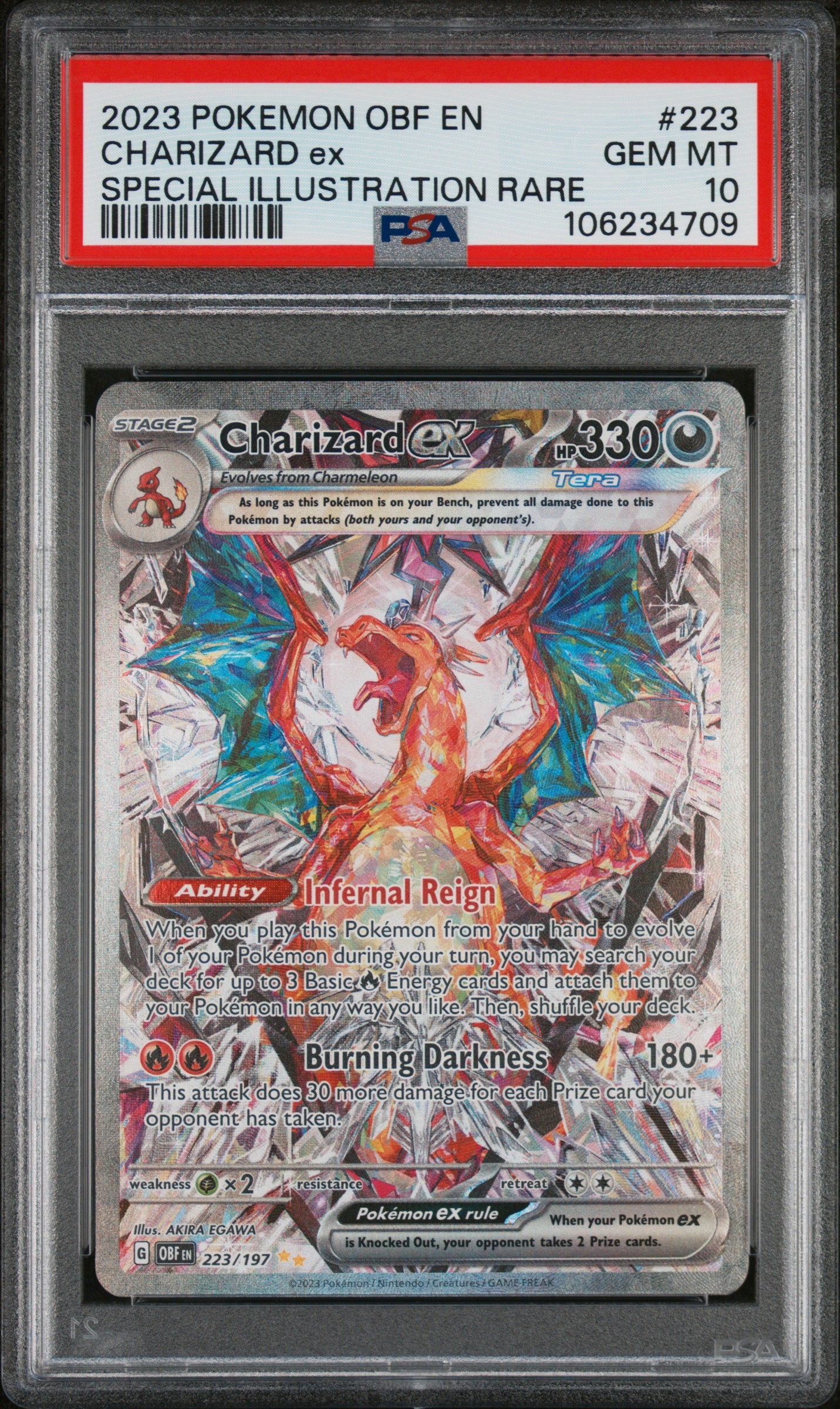 2023 Pokemon Obf En-Obsidian Flames Charizard Ex Special Illustration Rare #223 PSA 10