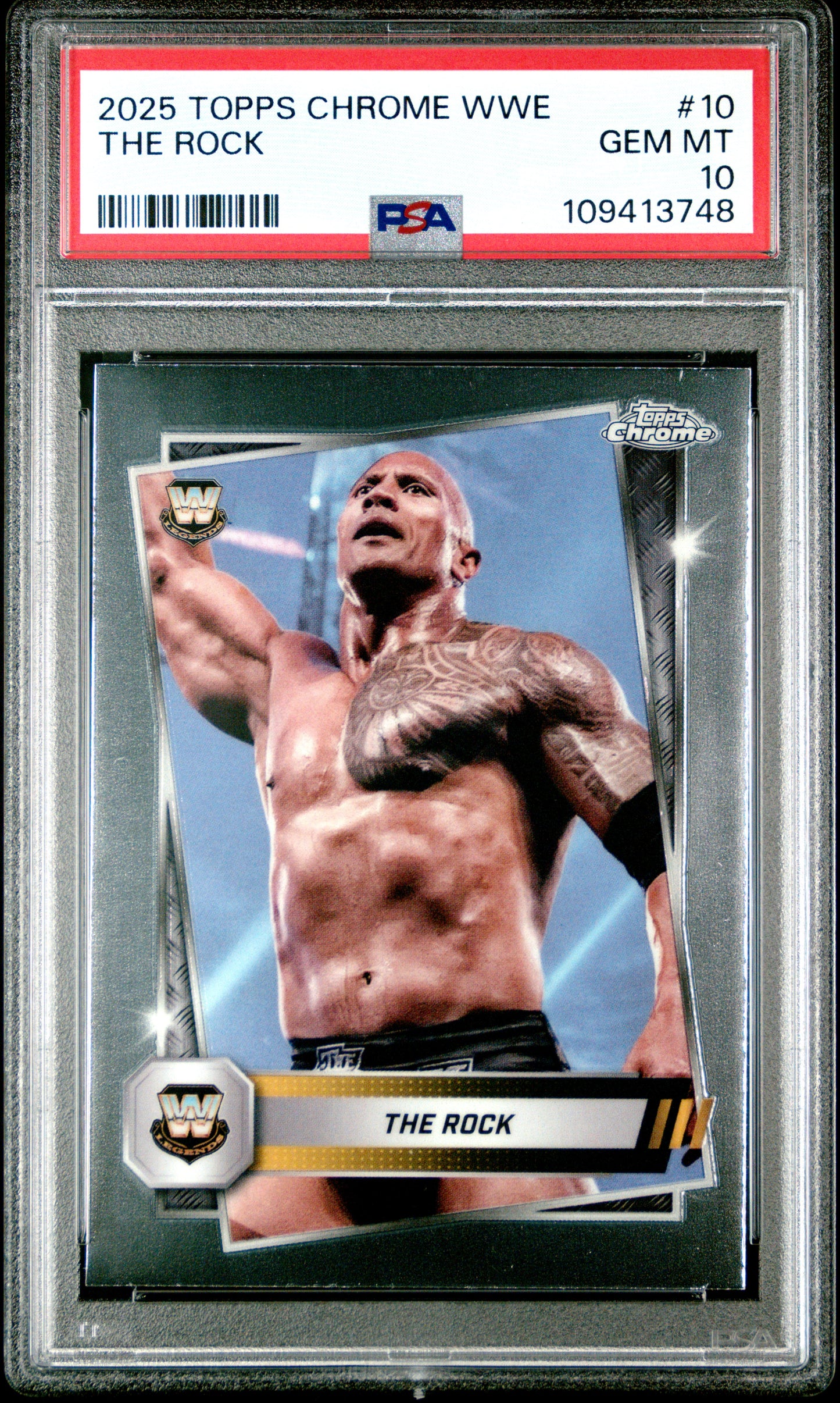 2025 Topps Chrome WWE #10 The Rock PSA 10