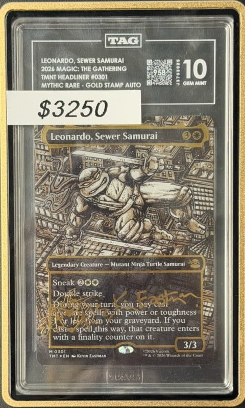 2026 Magic The Gathering Leonardo, Sewer Samurai Mythic Rare, Gold Stamp Auto #0301 TAG 10