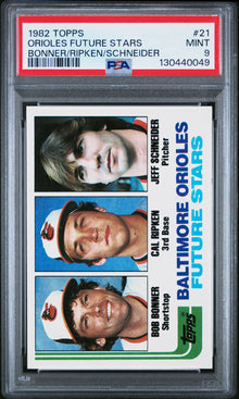 1982 Topps #21 Orioles Future Stars Bonner / Ripken / Schneider PSA 9