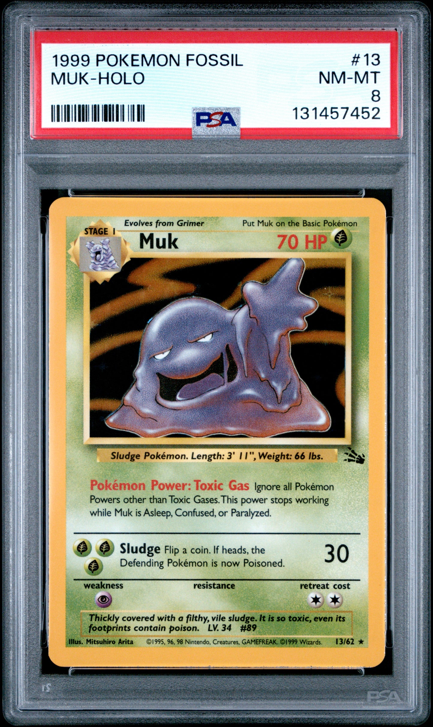 1999 Pokemon Fossil Muk Holo #13 PSA 8