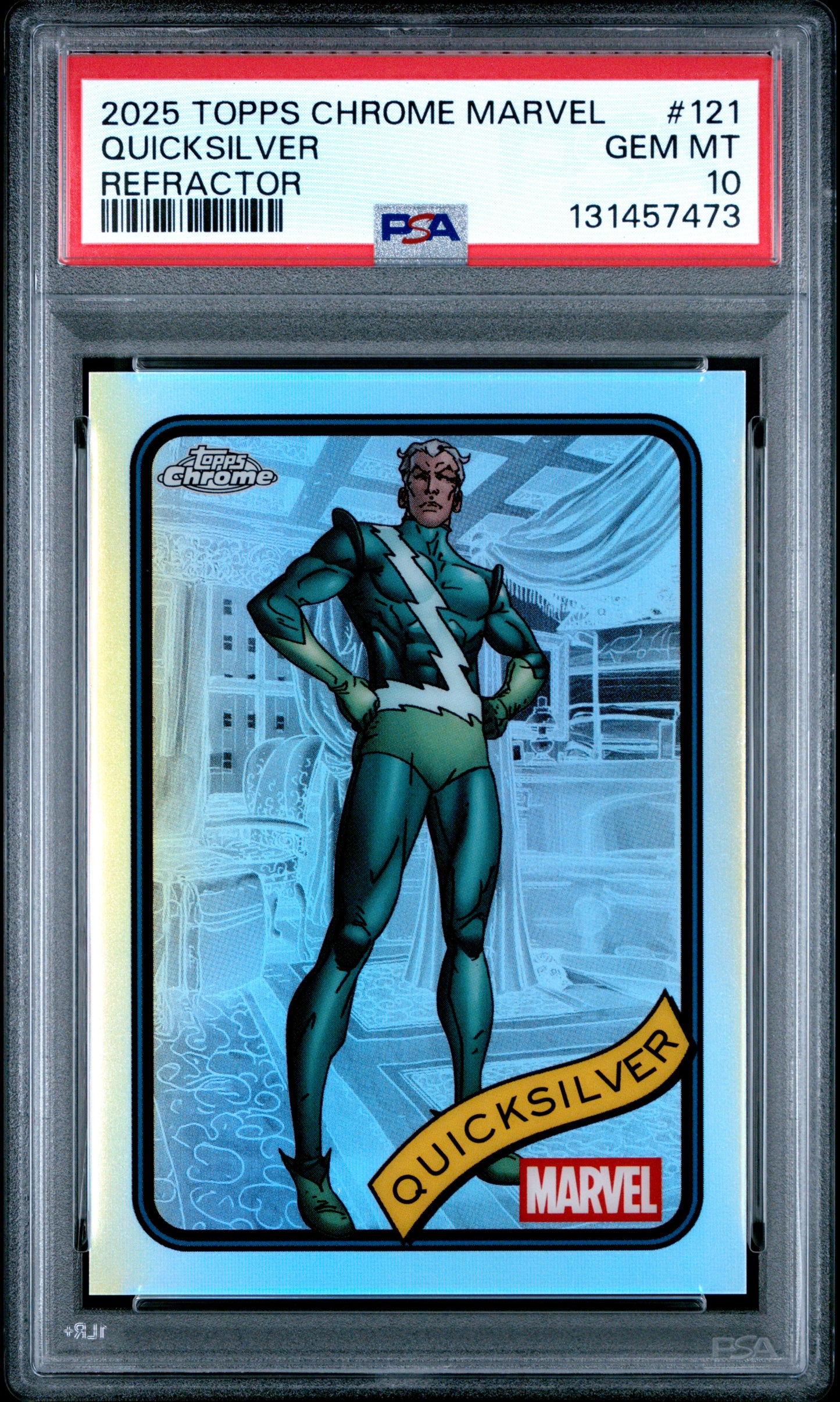 2025 Topps Chrome Marvel #121 Quicksilver Refractor PSA 10