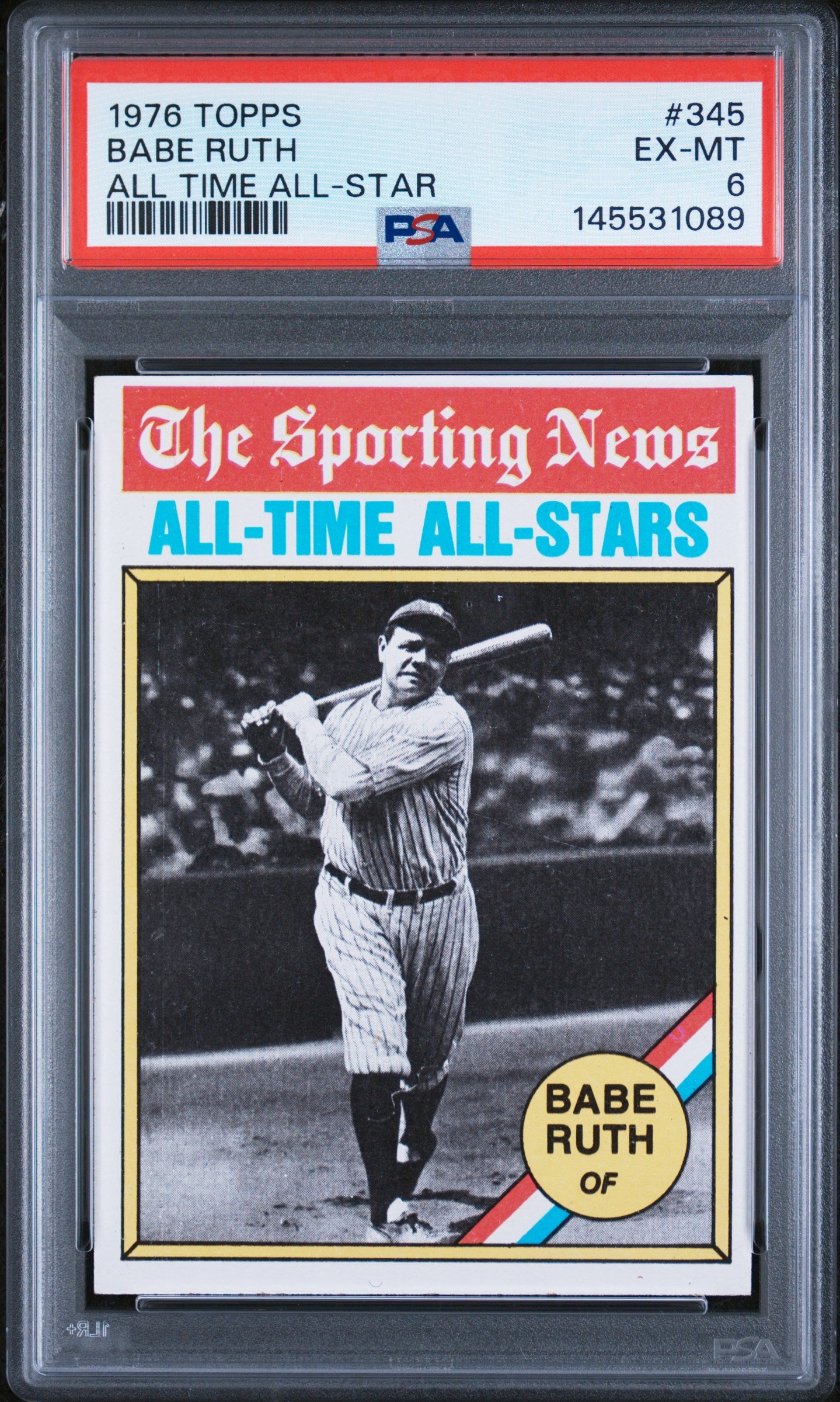 1976 Topps Babe Ruth All Time All-Star #345 PSA 6