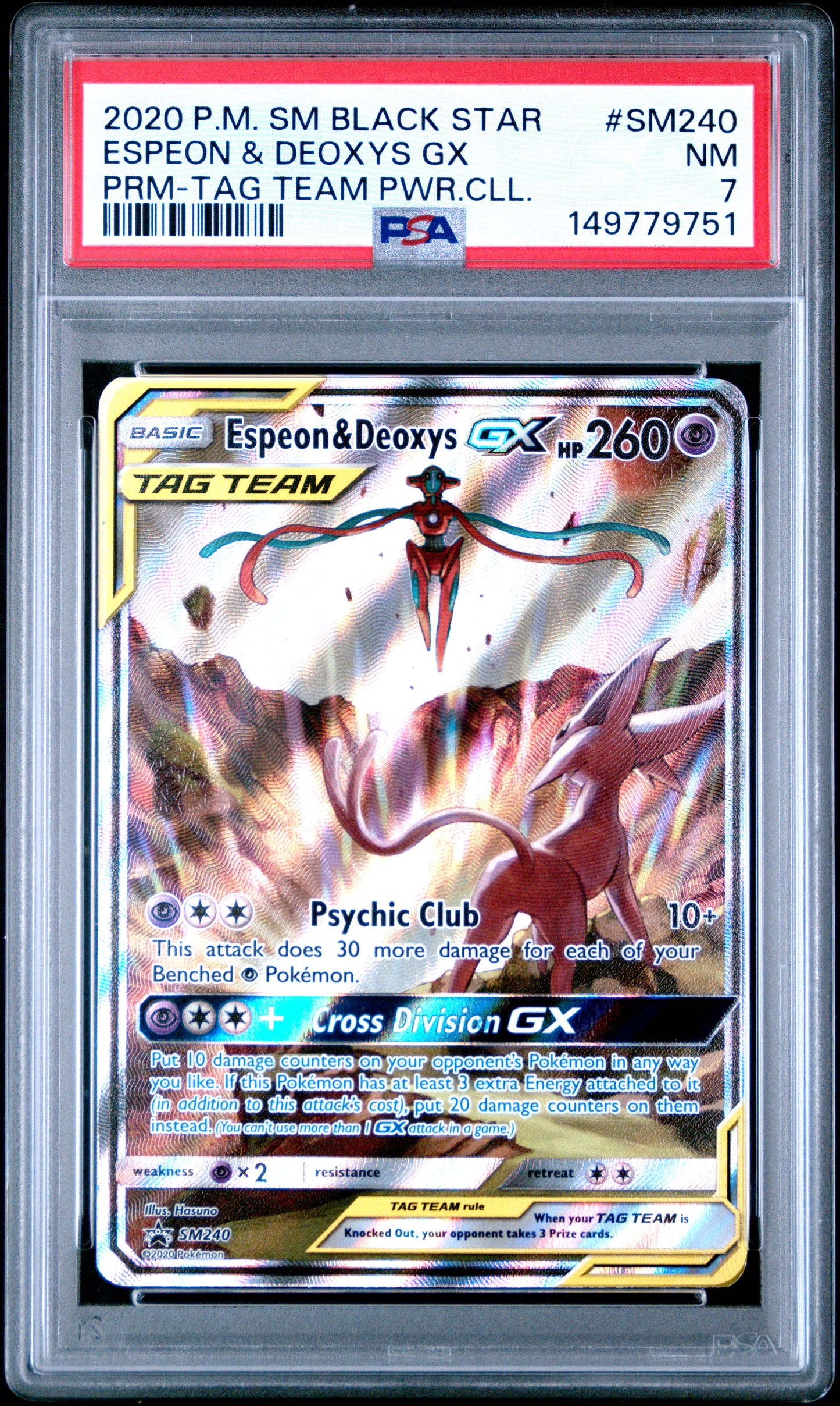 2020 Pokemon Sm Black Star Promo Espeon & Deoxys Gx Tag Team Powers Collection #SM240 PSA 7