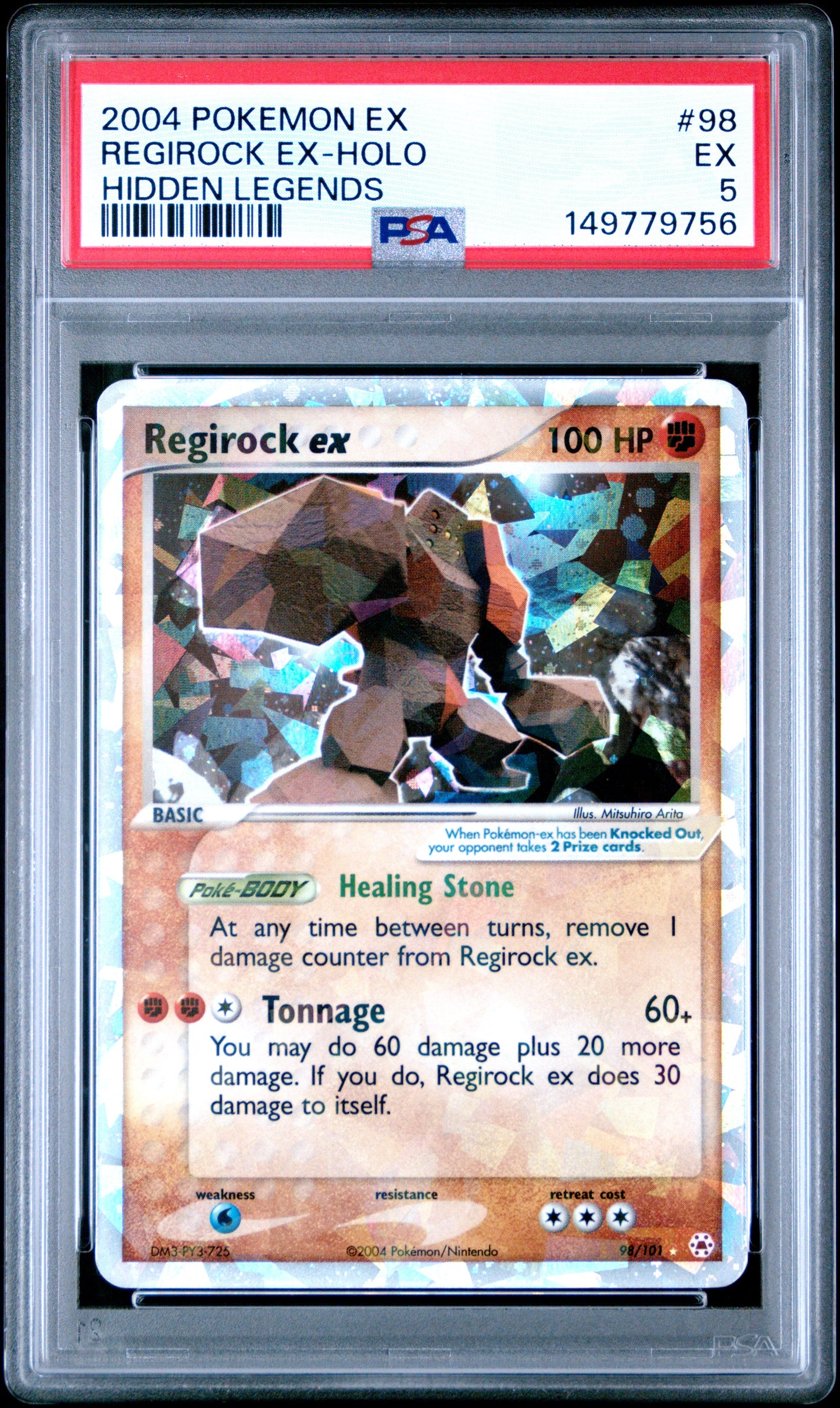 2004 Pokemon Ex Hidden Legends Regirock Ex-Holo #98 PSA 5