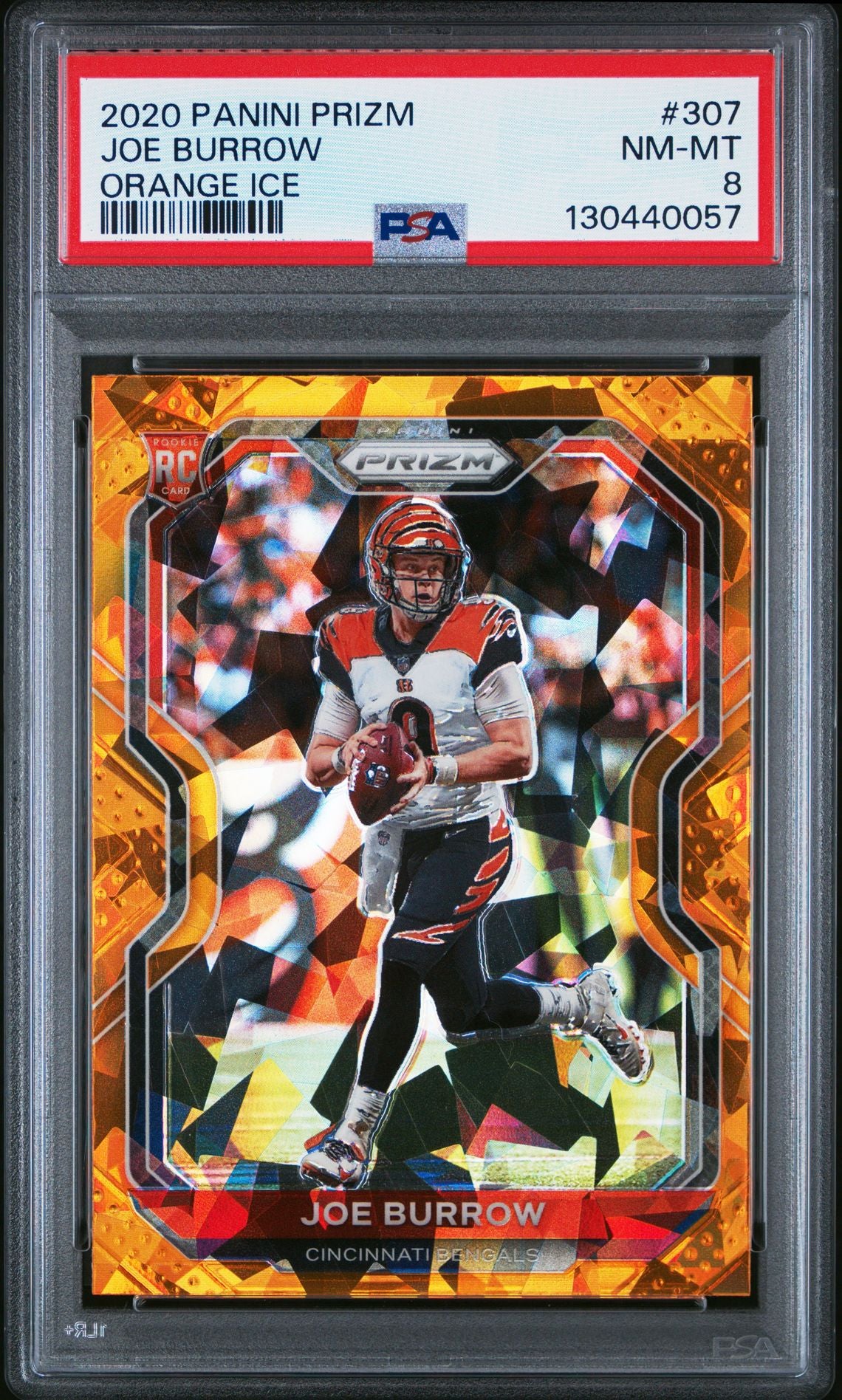 2020 Prizm Joe Burrow Orange Ice #307 PSA 8