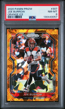 2020 Prizm Joe Burrow Orange Ice #307 PSA 8
