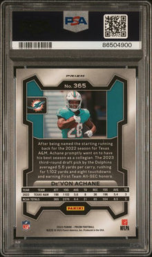 2023 PANINI PRIZM De'VON ACHANE NEON GREEN PULSAR #365 PSA 10