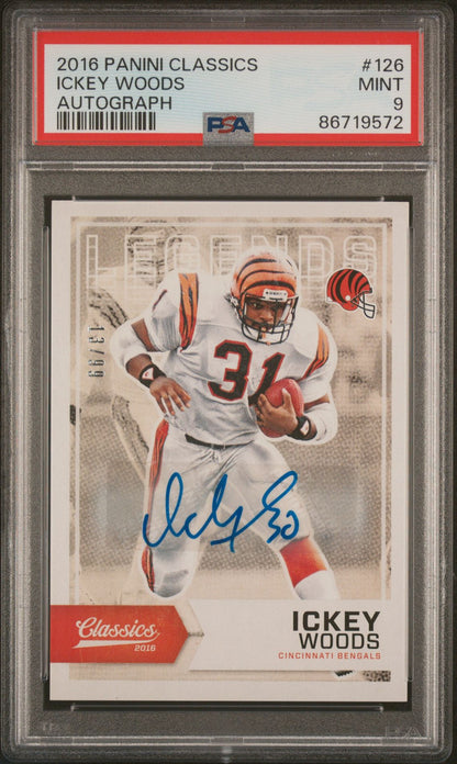 2016 Panini Classics Ickey Woods Autograph #126 PSA 9