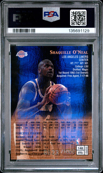 1997 Finest #148 Shaquille O'neal Refractor 523/1090 PSA 8