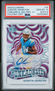 2023 Panini Illusions Funkadelic #18 Quentin Johnston Signature-Purple 1/1 1/1 PSA 10