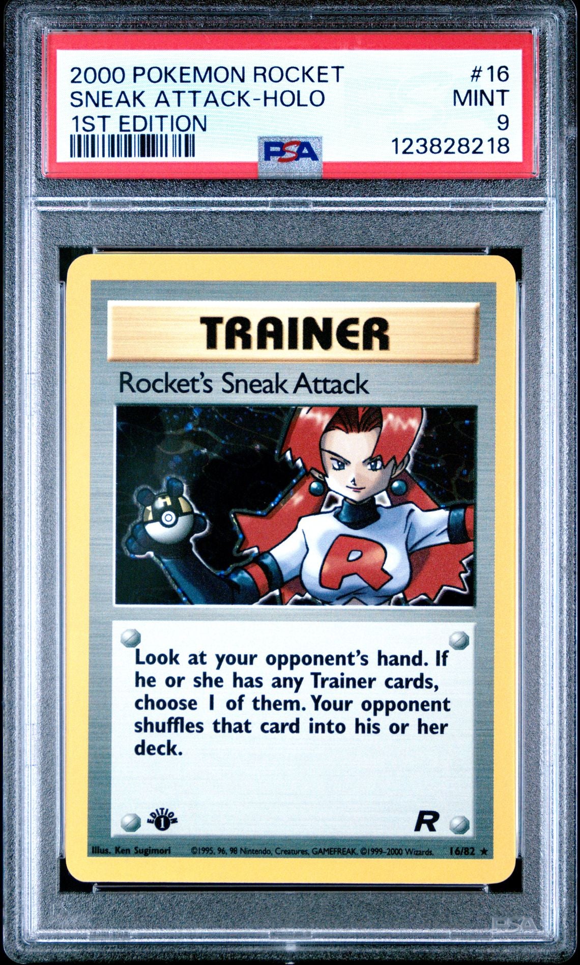 2000 Pokemon Rocket #16 Rocket's Sneak Attack-Holo 1st Edition PSA 9