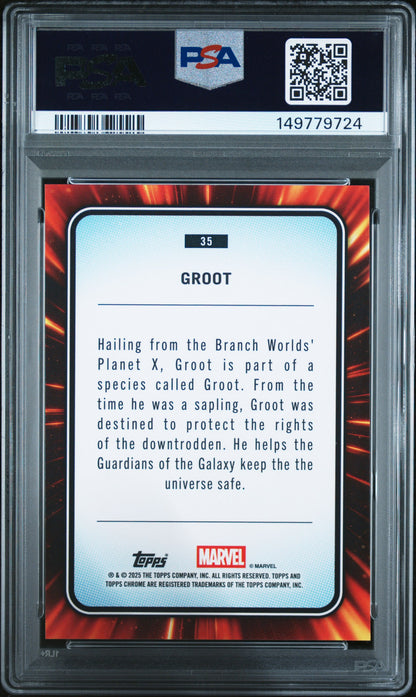 2025 Topps Chrome Marvel #35 Groot PSA 10