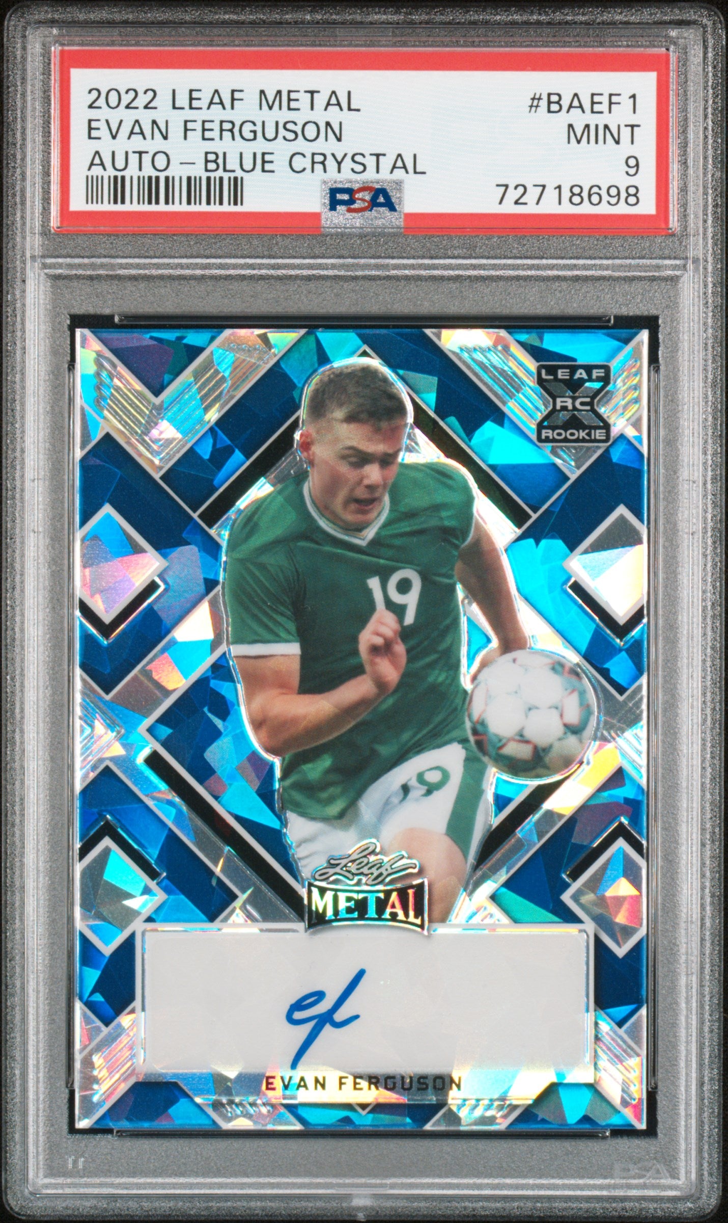 2022 Leaf Metal Autographs #BAEF1 Evan Ferguson Auto-Blue Crystal PSA 9