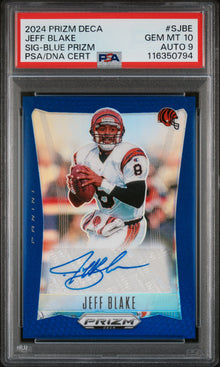 2024 Panini Prizm Deca Signatures Jeff Blake Blue Prizm #SJBE PSA 10 Auto 9