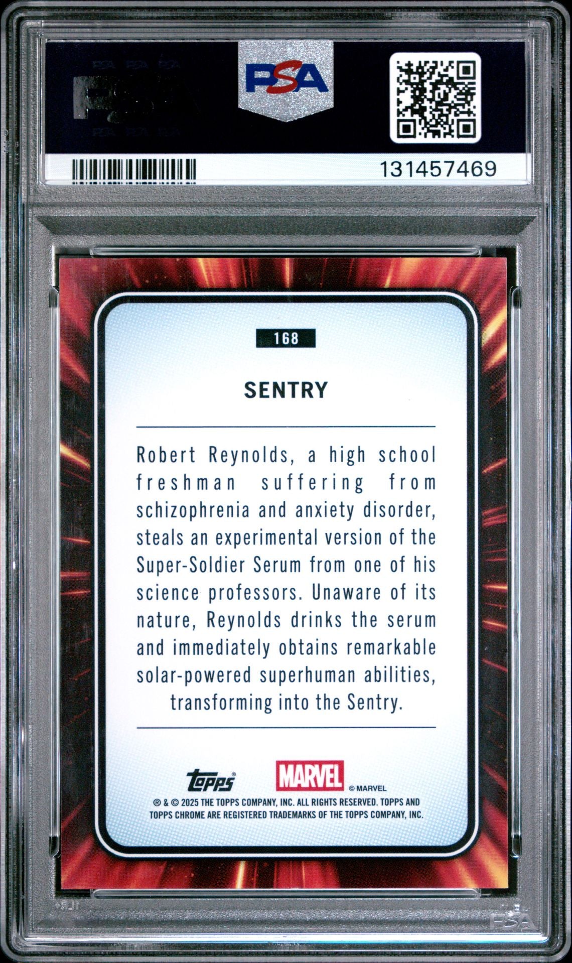 2025 Topps Chrome Marvel #168 Sentry Yellow Lava PSA 10