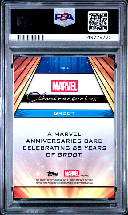 2025 Topps Chrome Marvel Marvel Anniversaries Groot #MA2 PSA 10