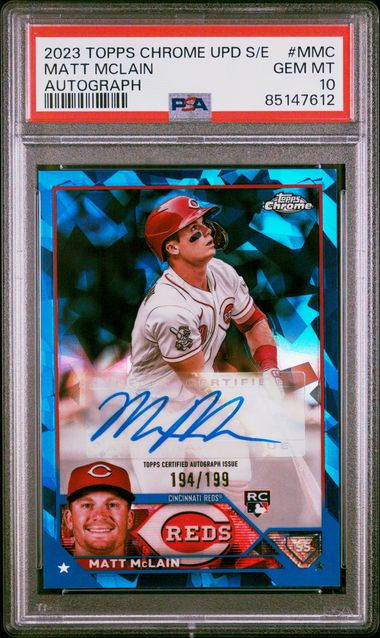 2023 TOPPS CHROME UPDATE SAPPHIRE EDITION AUTOGRAPH MATT MCLAIN #MMC PSA 10