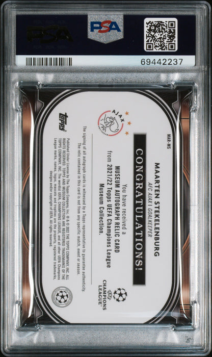 2021-2022 Topps Museum Collection Uefa Champions League Museum Autograph Relics #MS Maarten Stekelenburg 66/250 PSA 8