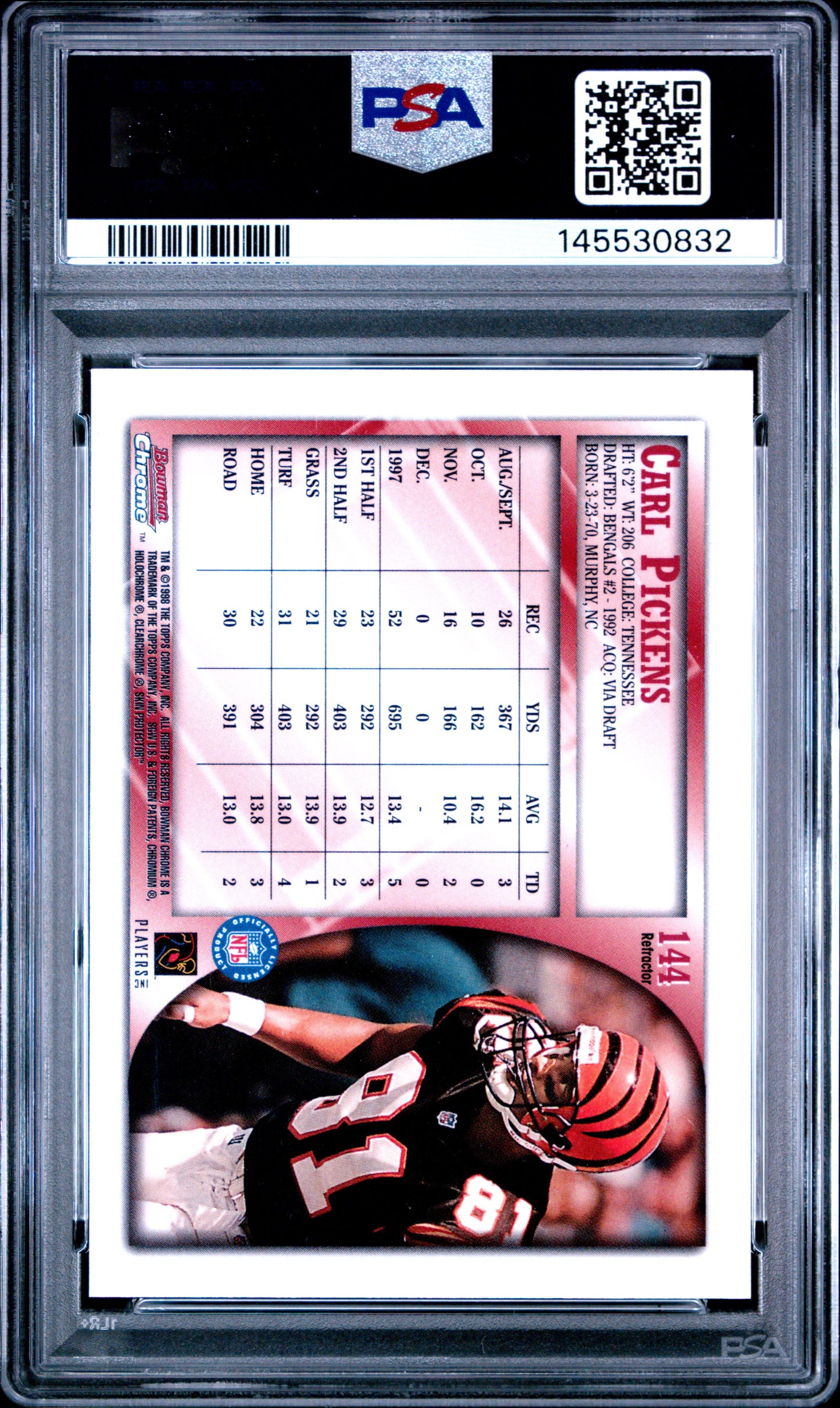 1998 Bowman Chrome Carl Pickens Refractor #144 PSA 8