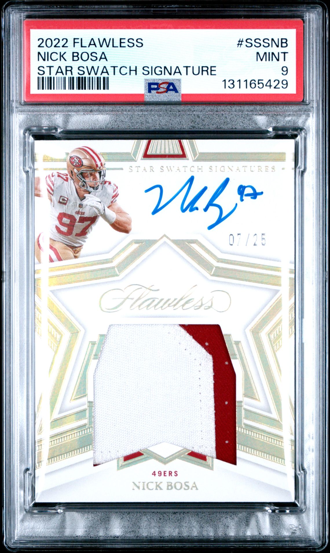 2022 Panini Flawless Star Swatch Signatures Nick Bosa #SSSNB PSA 9