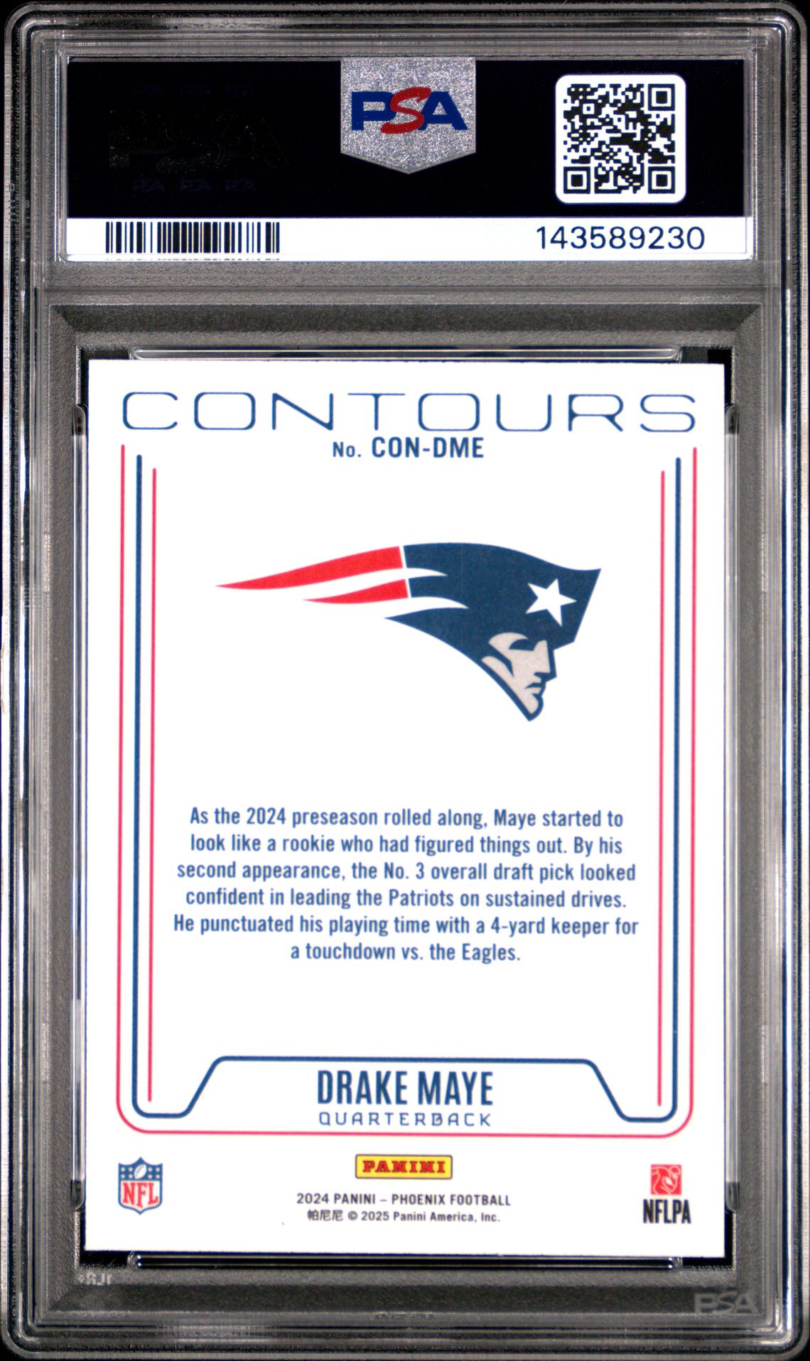 2024 Panini Phoenix Contours Drake Maye Contours-Lazer #CONDME PSA 10