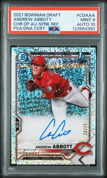 2021 Bowman Draft Chrome Draft Pick Autographs #CDAAA Andrew Abbott Sparkle Refractor 23/71 PSA 9