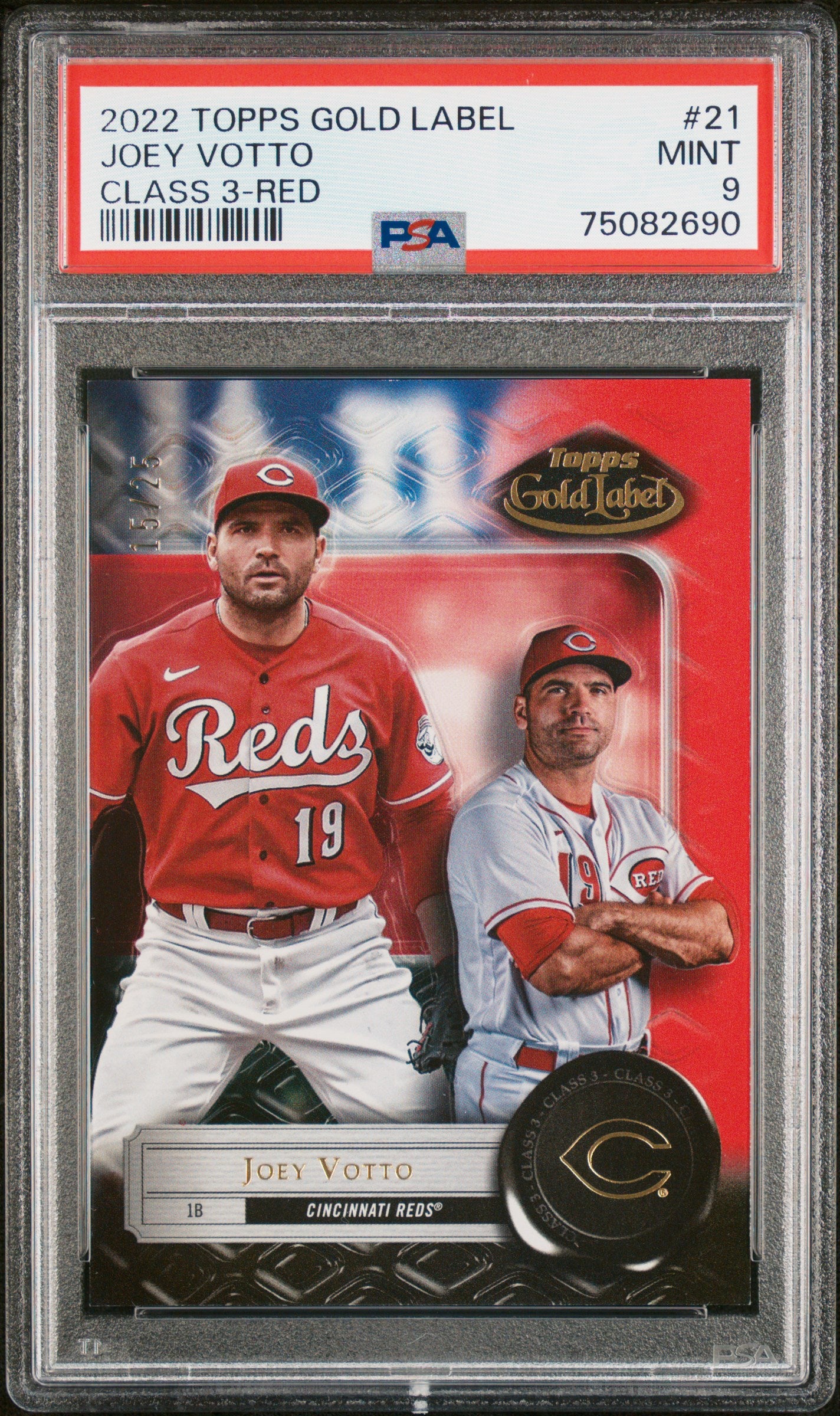 2022 Topps Gold Label Joey Votto Class 3-Red #21 PSA 9