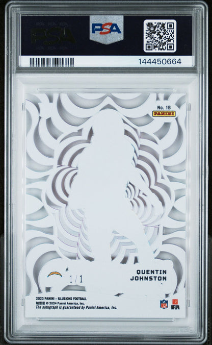 2023 Panini Illusions Funkadelic #18 Quentin Johnston Signature-Purple 1/1 1/1 PSA 10
