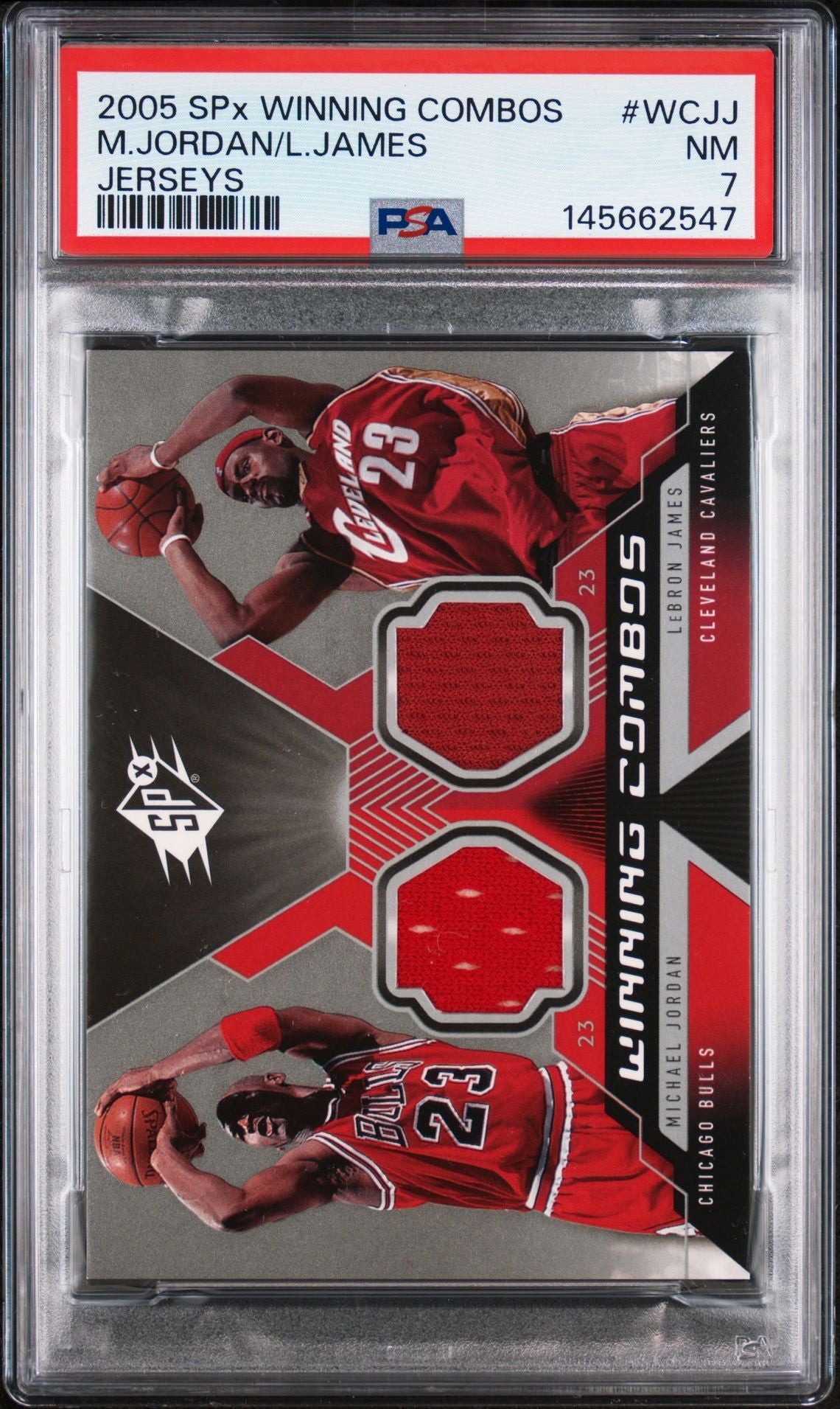 2005 Spx Winning Combos #WCJJ Lebron James/Michael Jordan Jerseys PSA 7