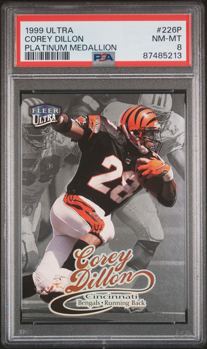 1999 Ultra Corey Dillon Platinum Medallion #226P PSA 8