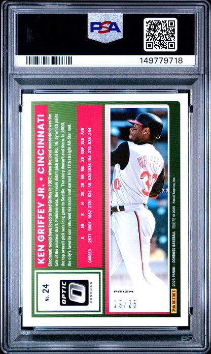 2025 Panini Donruss #24 Ken Griffey Jr. Optic-Cracked Ice 19/25 PSA 10
