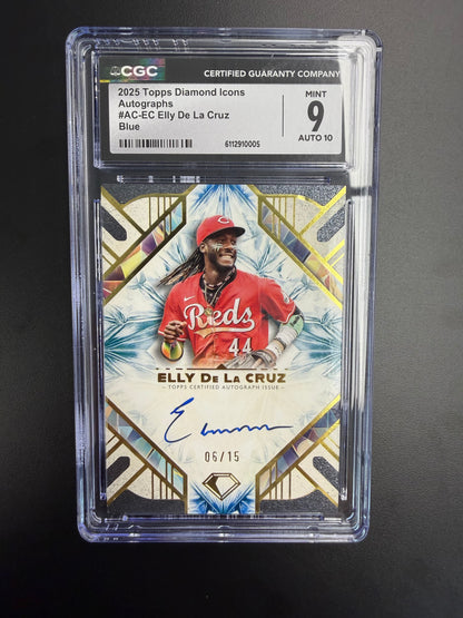 2025 Topps Diamond Icons Autographs #AC-EC Elly De La Cruz Blue CGC 9/10